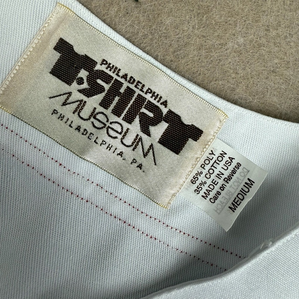 TShirt Museum USA Baseball Jersey Men's M TWA East Flinn #1 White Red Cotton - Picture 3 of 14